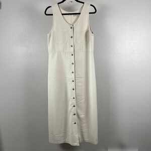 Vintage NWB Casuals Lyocell Button Front Sleeveless Midi Dress‎ with Pockets